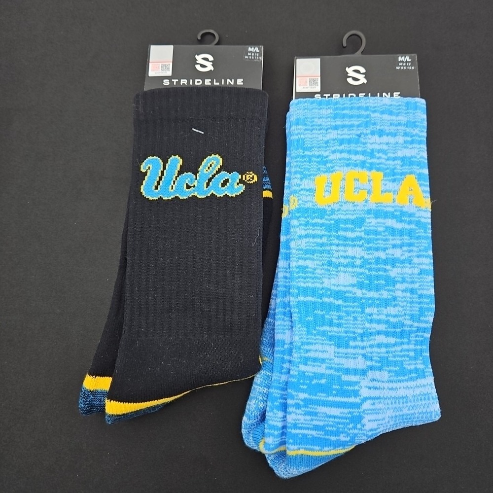 Lot of 2 Strideline‎ UCLA Bruins NCAA Crew Socks Men's Size Large New